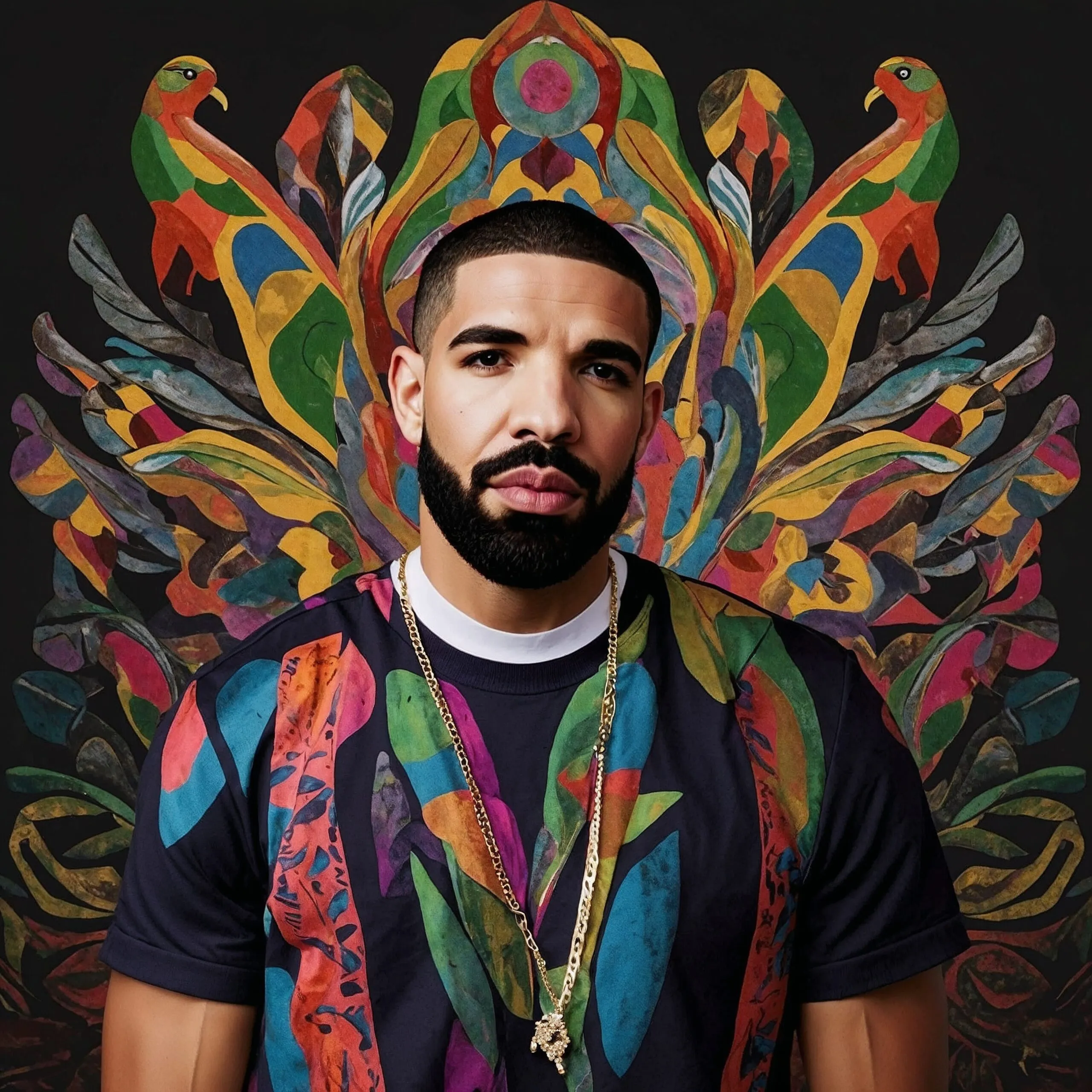 A depiction of A portrait of Drake