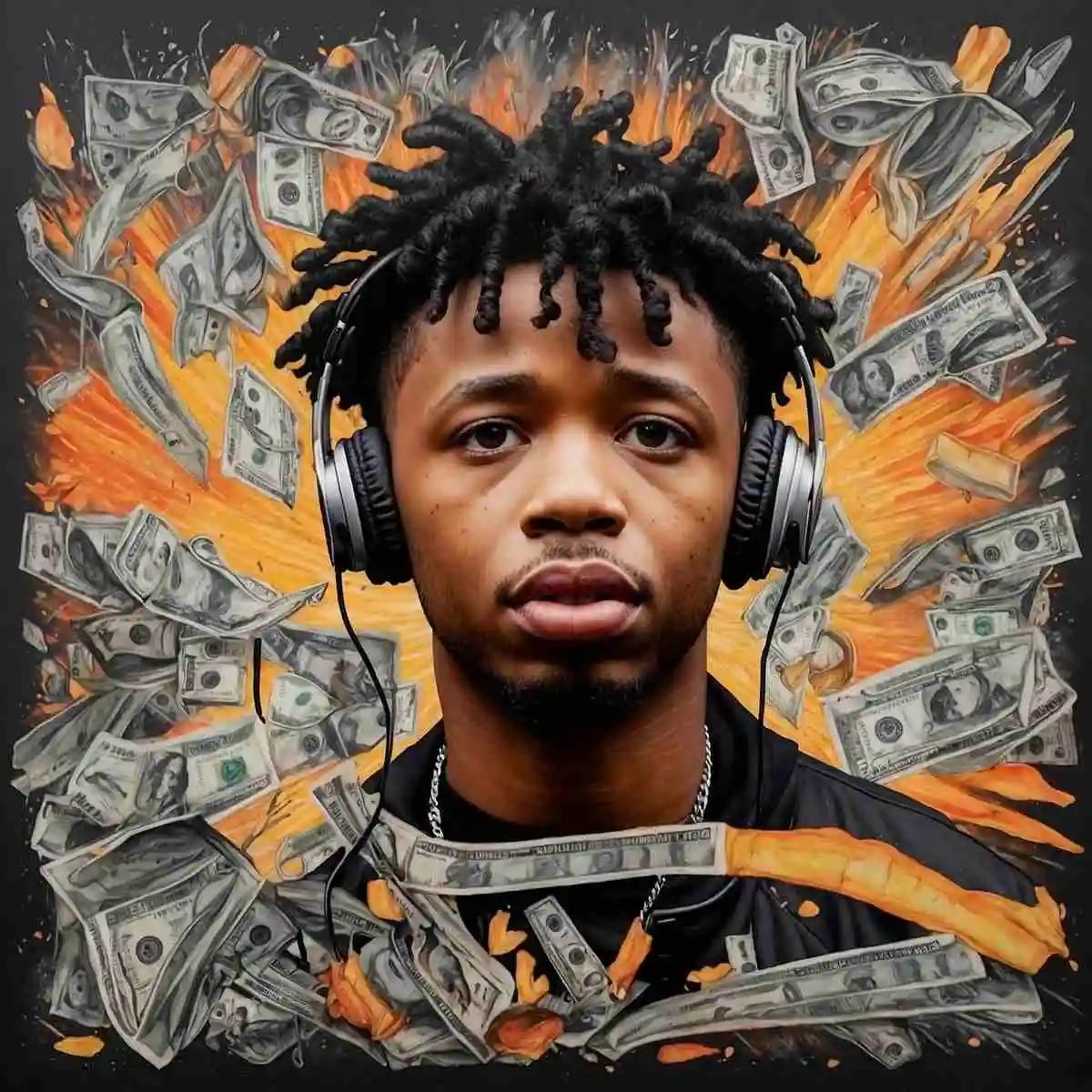 A depiction of Leland Tyler Wayne, known professionally as Metro Boomin