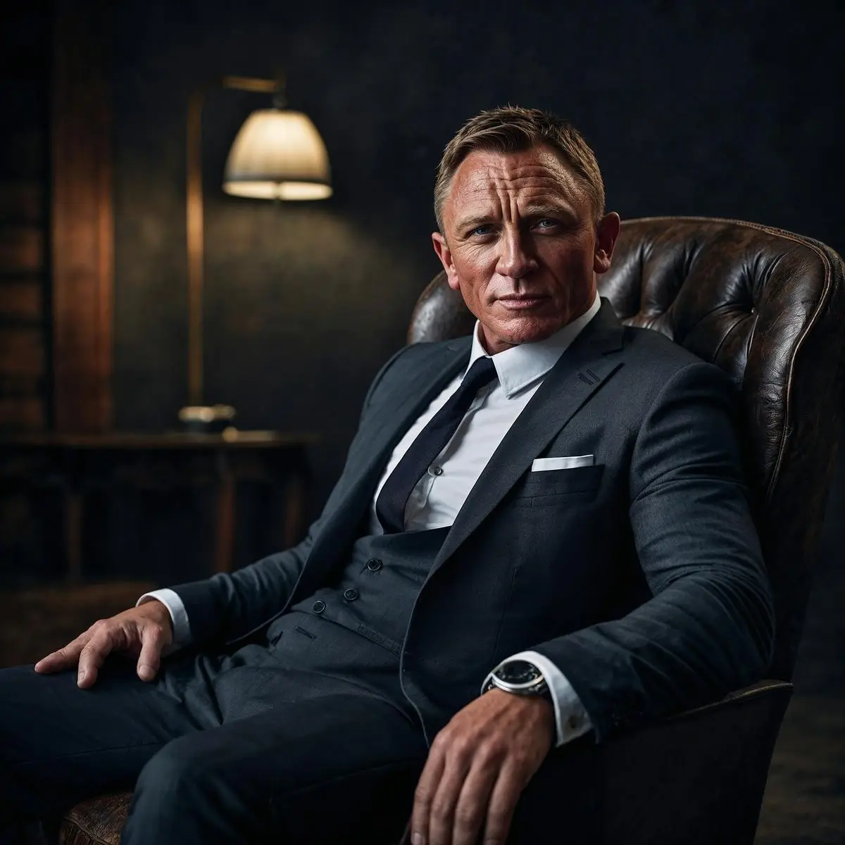 A depiction of daniel craig